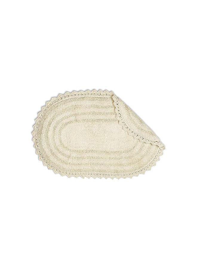Raxoom Crochet Collection Reversible Bath Mat, Large Oval, 21x34, Off White - Image 3