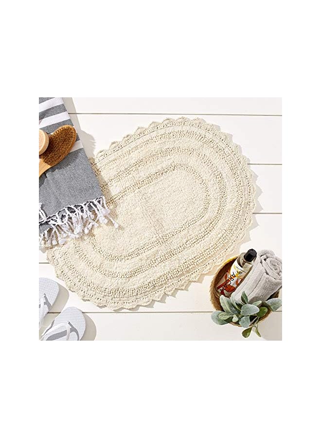 Raxoom Crochet Collection Reversible Bath Mat, Large Oval, 21x34, Off White - Image 5