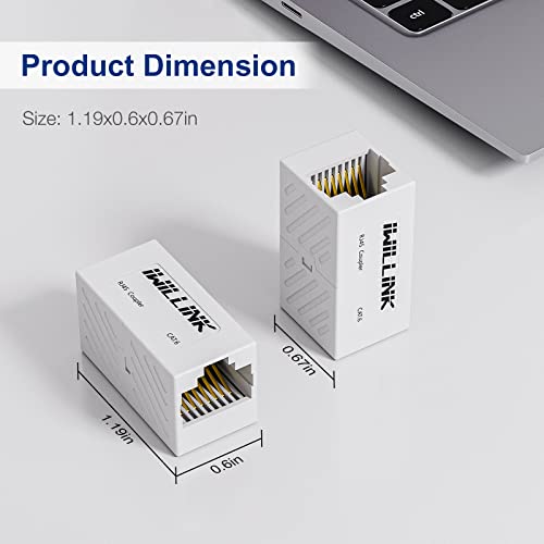 iwillink RJ45 Coupler Ethernet Connector, Female to Female Rj45 Connector for Cat7 Cat6 Cat5e Cat5 Ethernet Cable, Extender Adapter, 5 Pack, White - Image 4