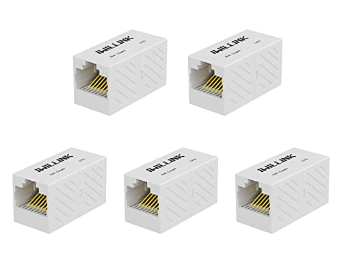 iwillink RJ45 Coupler Ethernet Connector, Female to Female Rj45 Connector for Cat7 Cat6 Cat5e Cat5 Ethernet Cable, Extender Adapter, 5 Pack, White - Image 1