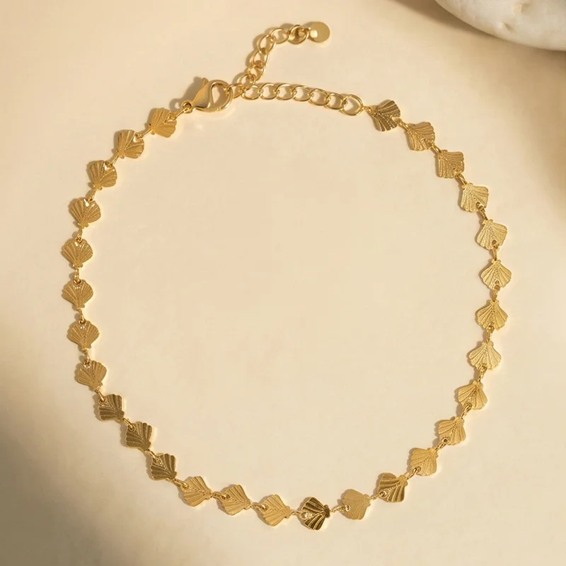 Palmonas 18K Gold Tone Plated Chic Charm Linked Chain Anklet For Women - Waterproof & Anti-Tarnish