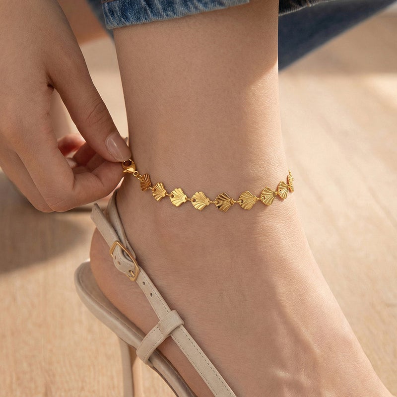 Palmonas 18K Gold Tone Plated Chic Charm Linked Chain Anklet For Women - Waterproof & Anti-Tarnish - Image 3
