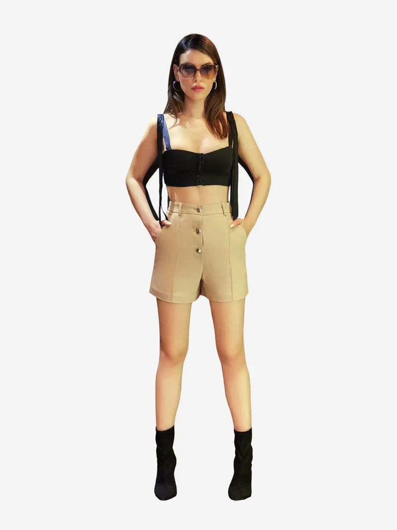 HICCUP High-Waist Buttoned Shorts