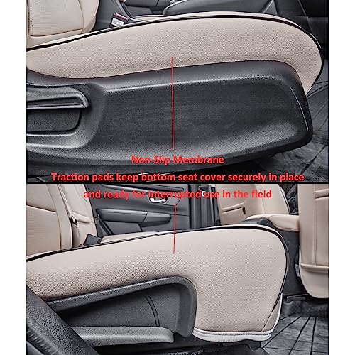 EKR أغطية مقاعد EKR CRV لهوندا CRV 2023 2024 2025 مجموعة كاملة من أغطية المقاعد الجلدية للشاحنات SUV، وسادة مقعد سيارة مقاومة للماء، جلد صناعي (بيج) - Image 4
