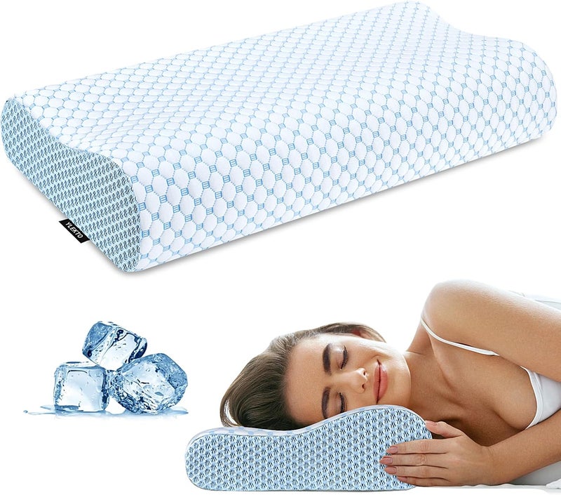 Ylekto Cervical Pillow for Neck Pain Relief, Contour Memory Foam Pillows for Sleeping, Odorless Ergonomic Pillow Adjustable Orthopedic Cooling Pillow Bed Pillow Neck Support for Side Back Stomach Sleepers - Image 1