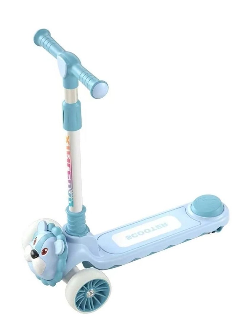 Generic Cute lion design three-wheeled children's scooter 