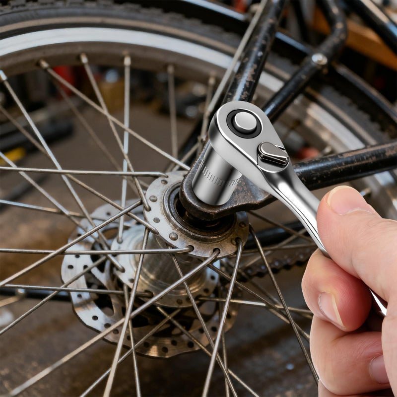 DISEN 15PC Mini Ratchet Wrench Set, 1/4" Drive Ratchet Handle Wrench, Mini Socket Set, Tiny Tools, Small Ratchet, 72-Tooth, Reversible, Cr-V Steel Made, Christmas Gifts for Men Dad - Image 4