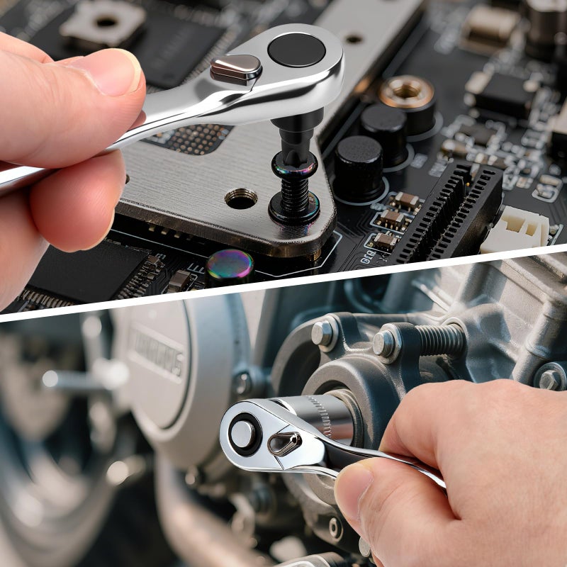 DISEN 15PC Mini Ratchet Wrench Set, 1/4" Drive Ratchet Handle Wrench, Mini Socket Set, Tiny Tools, Small Ratchet, 72-Tooth, Reversible, Cr-V Steel Made, Christmas Gifts for Men Dad - Image 5