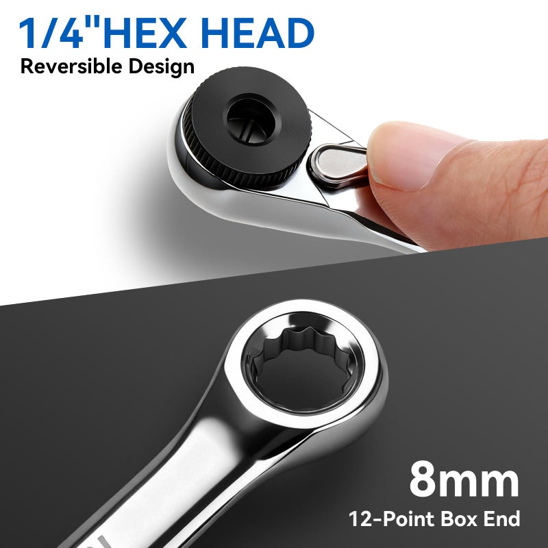 DISEN 15PC Mini Ratchet Wrench Set, 1/4" Drive Ratchet Handle Wrench, Mini Socket Set, Tiny Tools, Small Ratchet, 72-Tooth, Reversible, Cr-V Steel Made, Christmas Gifts for Men Dad - Image 3