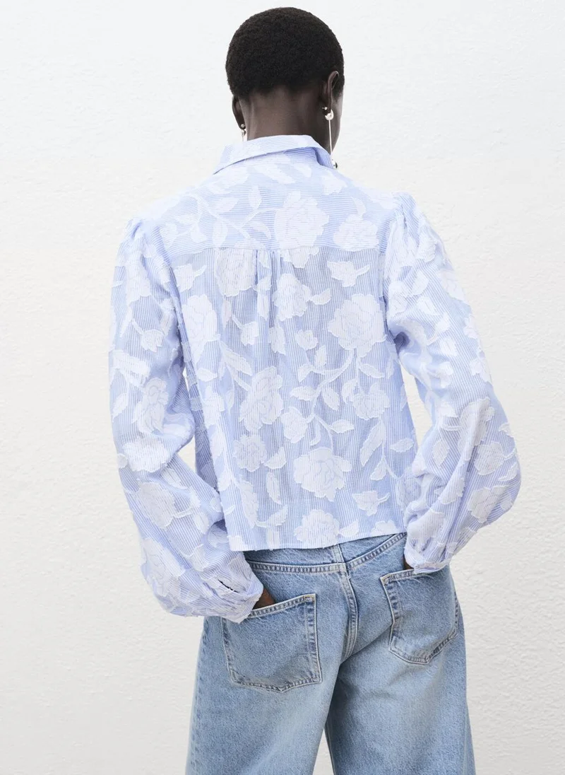 مانجو Striped shirt with embroidered details