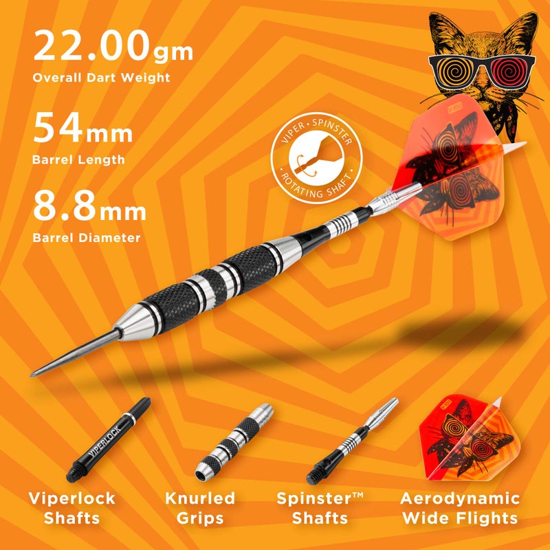 Viper by GLD Products The Freak Steel Tip Darts, Grooved Barrel, 22 Grams, Multicolor (22-1703-22) - Image 2