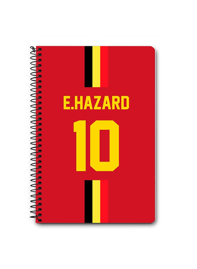 Stylizedd Designer A5 Spiral Notebook Memo Notepad Journal - Football Team - Belgium Player Name - E.Hazard - Image 1
