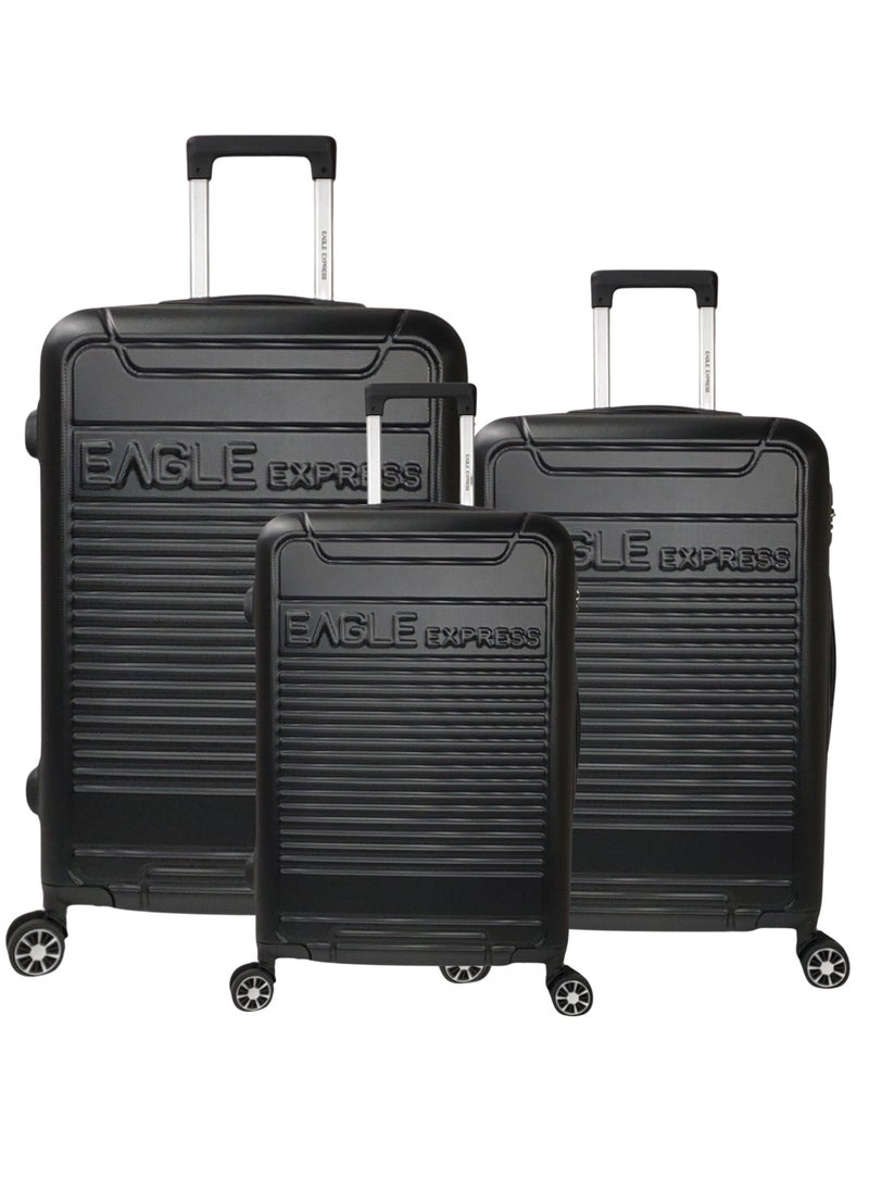 Eagle Express DEFENDER ABS HARD TROLLEY 20,24,28 inch 3 Piece Set BLACK  - Image 1