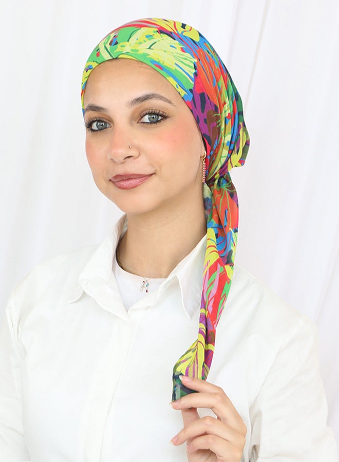 Tie Shop - Square Printed Crepe Chiffon Scarf - Red - Blue - Green For Women - Image 1