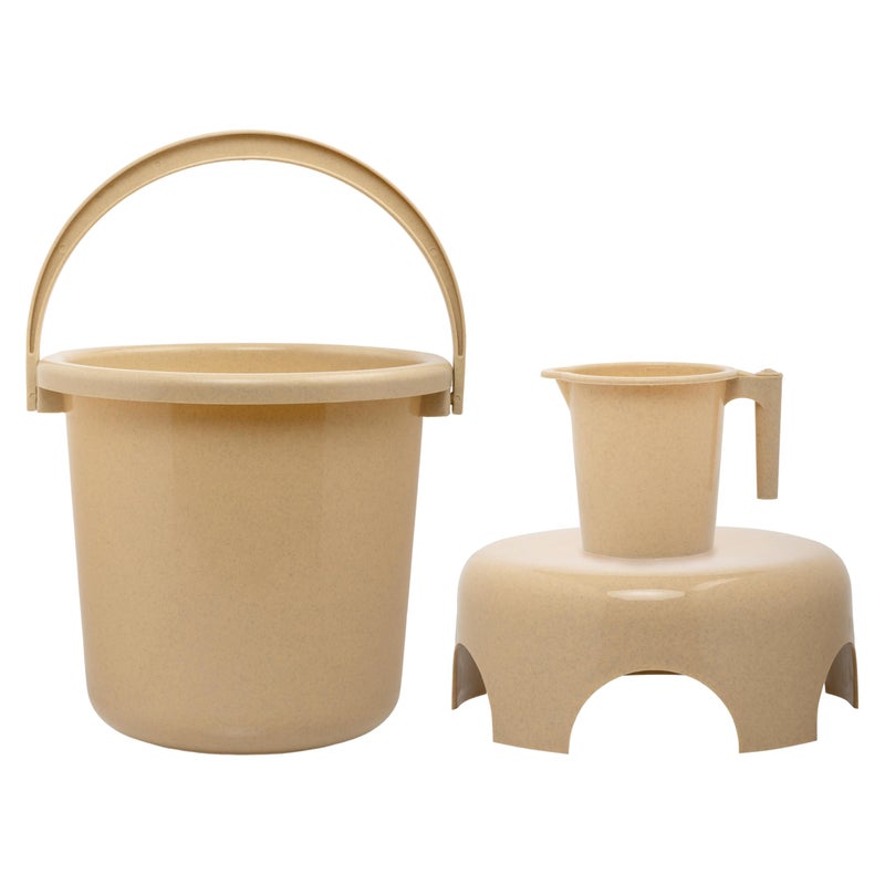Regalo Unbrakable Bucket, Mug and Round Patla (Stool for Bathroom) Set, 20 LTR Bucket (Ivory) - Image 1