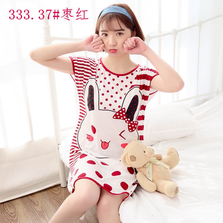 Cartoon Sweet Cute One-piece Nightgown 333.66# pink kitten