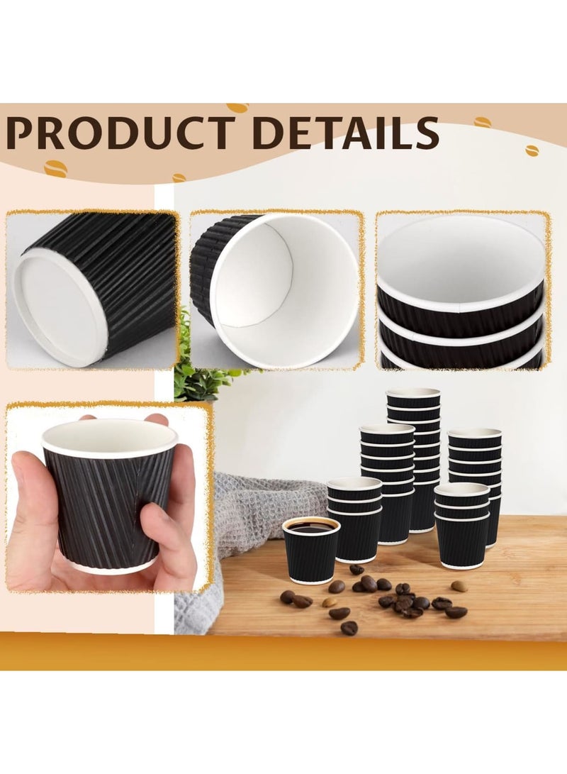 SYOSI Disposable Espresso Cups, 100 Pack 4oz Paper Coffee Cups with Ripple Insulated Design, Mini Hot and Cold Beverage Cups for Coffee Tea Cocoa Parties Picnics Events and Catering, Black - Image 3