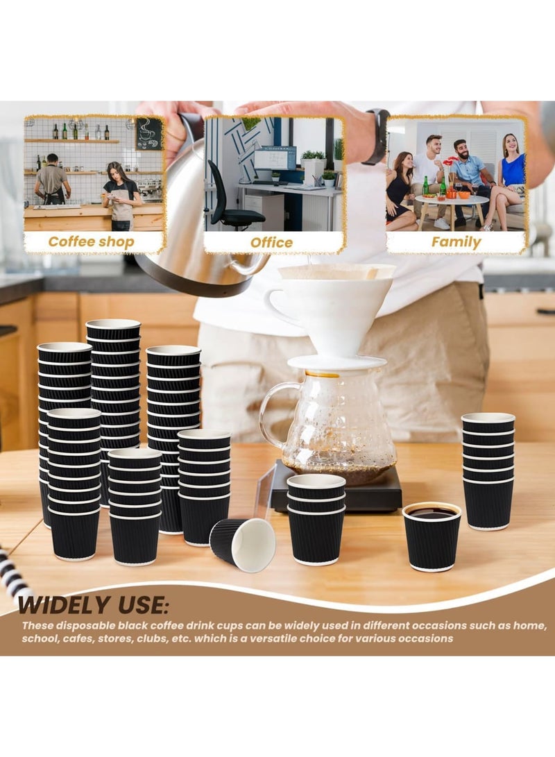 SYOSI Disposable Espresso Cups, 100 Pack 4oz Paper Coffee Cups with Ripple Insulated Design, Mini Hot and Cold Beverage Cups for Coffee Tea Cocoa Parties Picnics Events and Catering, Black - Image 5