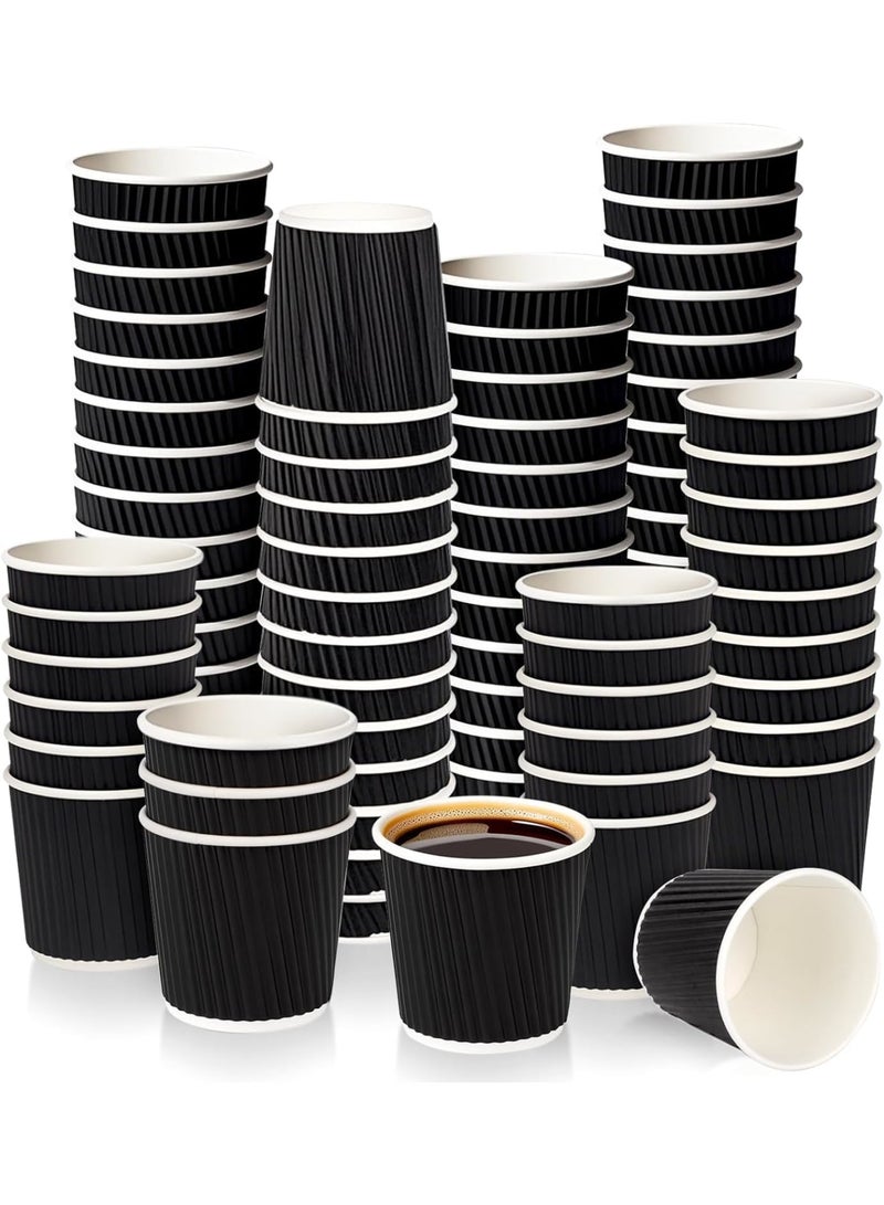 SYOSI Disposable Espresso Cups, 100 Pack 4oz Paper Coffee Cups with Ripple Insulated Design, Mini Hot and Cold Beverage Cups for Coffee Tea Cocoa Parties Picnics Events and Catering, Black - Image 1