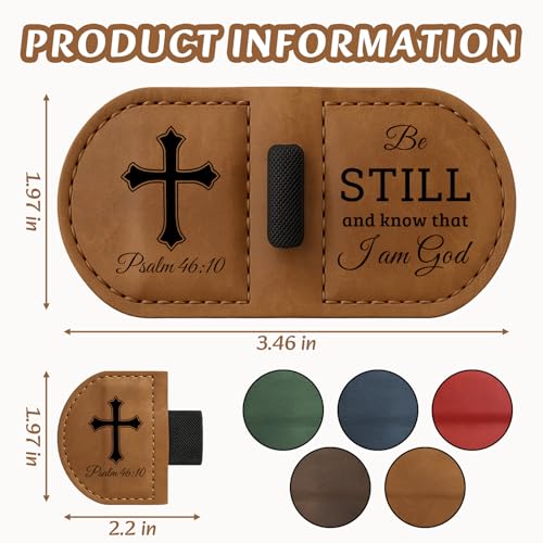 JUBOPE Bygone Mark Personalized Magnetic Leather Bookmark with Pen Holder - Inspirational Bible Verse Scripture Design, Custom Book Marker for Book Lovers Men Women (Brown-Proverbs 31:25) - Image 2