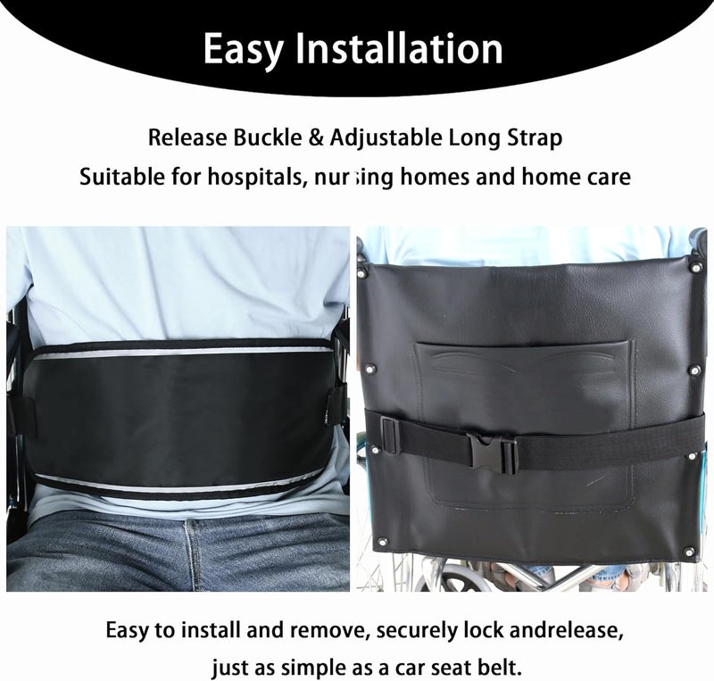 LEAD MODUDU Store Wheelchair Seat Belt Medical Restraints Straps Patients Cares Safety Harness Chair Waist Lap Strap for Elderly, Cushion Harness Straps with Easy Release Buckle(New-Black) - Image 3