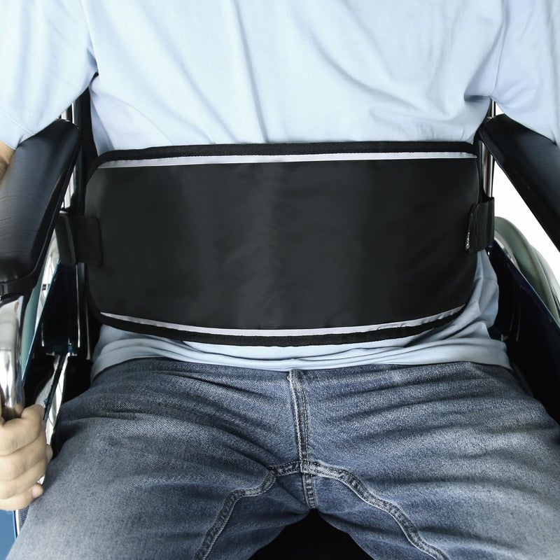 LEAD MODUDU Store Wheelchair Seat Belt Medical Restraints Straps Patients Cares Safety Harness Chair Waist Lap Strap for Elderly, Cushion Harness Straps with Easy Release Buckle(New-Black) - Image 1