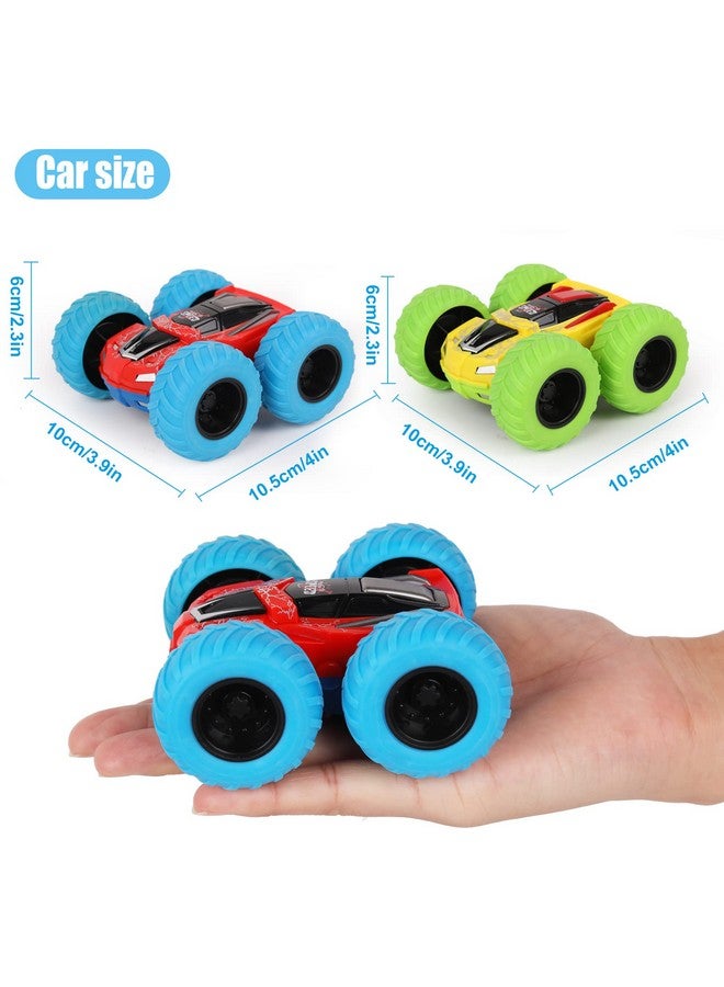 أم سانميرسن سيارات قابلة للقلب - مجموعتان من ألعاب السيارات المثيرة التي تدور بزاوية 360 درجة للأولاد من سن 3 إلى 4 سنوات - شاحنات ألعاب وحشية قابلة للدفع والانطلاق، هدايا للأولاد والبنات