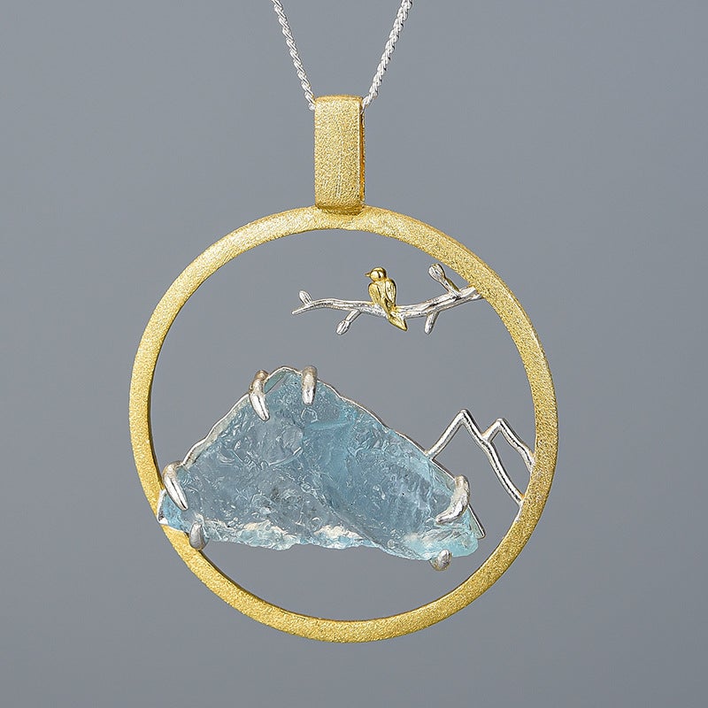 Generic Vintage Floral Bird S925 Silver Pendant Gold 