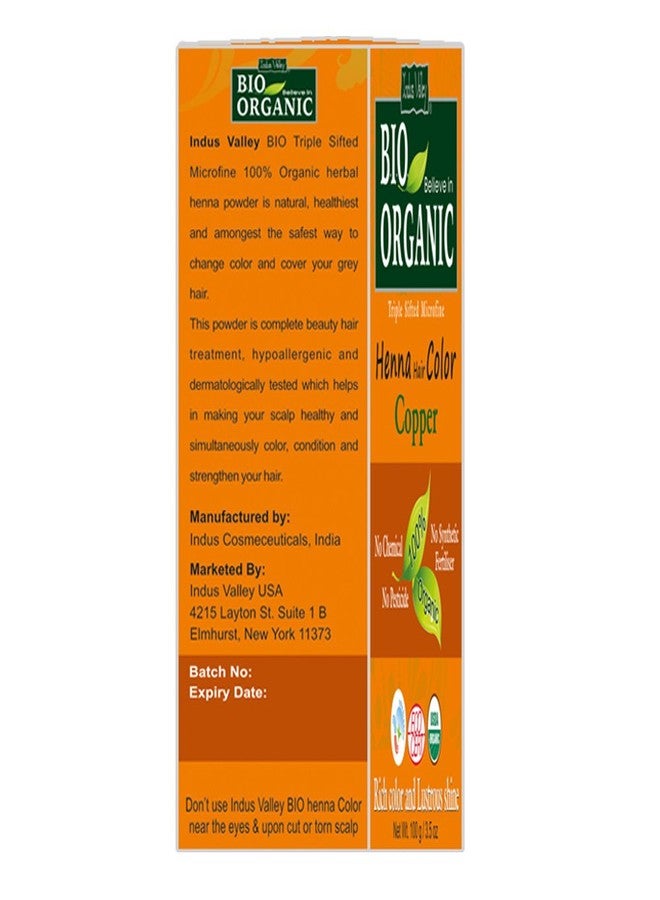 Indus Valley Bio Organic Natural Henna Powder For Hair Dye Copper Brown- 3.5 oz - Image 3