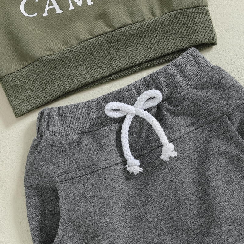 Frietlebird First Birthday Outfit Boy 1st Birthday Outfit Boy Long Sleeve One Happy Camper Sweatshirt Pants Wild One Birthday Outfit (L-Army Green,12-18 Months) - Image 5