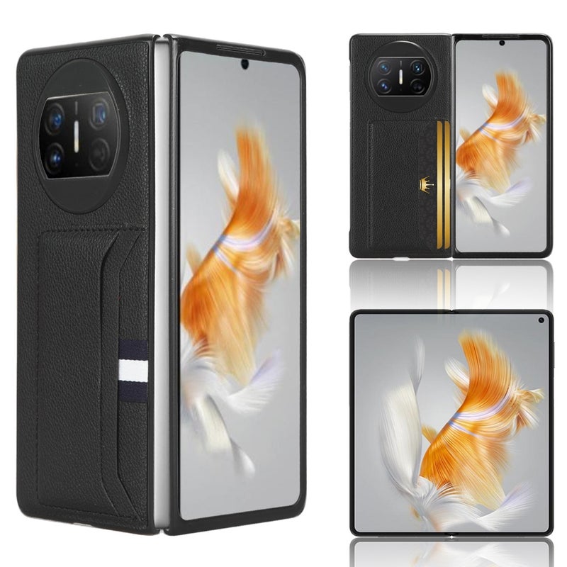 BURAQ Case Cover For Huawei Mate X3 Litchi Texture Card Slot Phone Case(Black) - Image 1