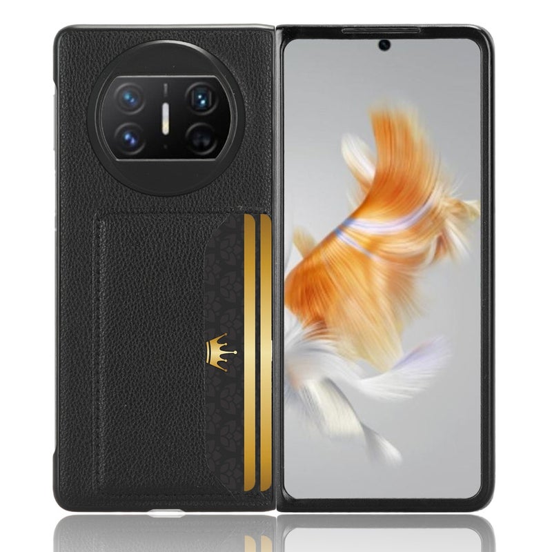 BURAQ Case Cover For Huawei Mate X3 Litchi Texture Card Slot Phone Case(Black) - Image 5
