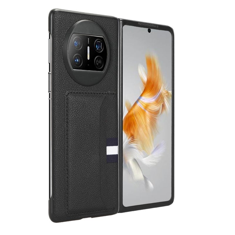 BURAQ Case Cover For Huawei Mate X3 Litchi Texture Card Slot Phone Case(Black) - Image 3