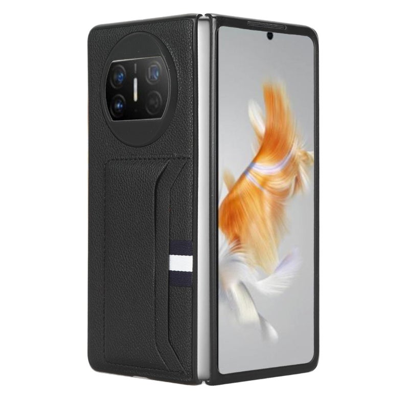 BURAQ Case Cover For Huawei Mate X3 Litchi Texture Card Slot Phone Case(Black) - Image 4