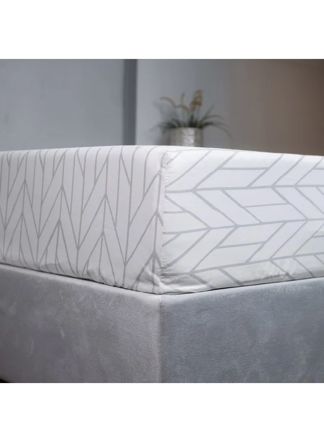 Home Box Malta Centrum Printed Cotton Queen Fitted Sheet 200 x 33 x 150 cm