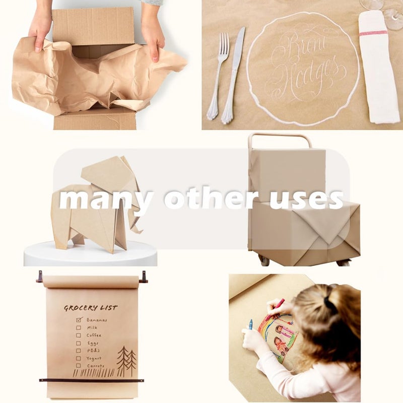 PH PERKHOMY PerkHomy 24" x 2,400" (200') White Kraft Paper Roll for Craft Bulletin Board Paper Art Table Covering Crafting Gift Wrapping Bouquet Packing Parcel 80GSM 55LB (White, 24" x 200') - Image 4