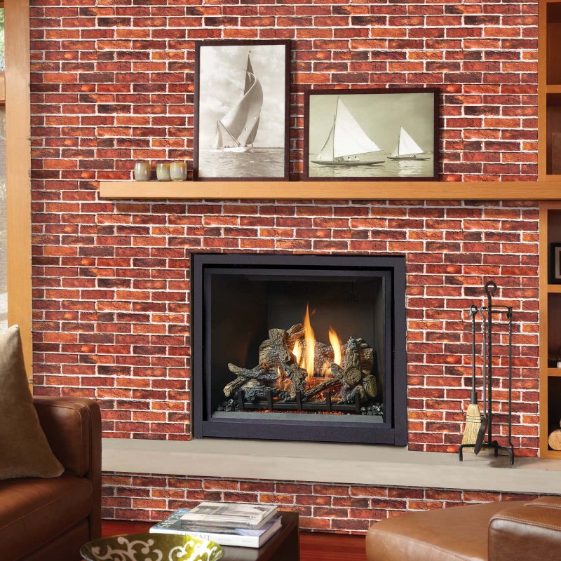 Abyssaly Brick Wallpaper Peel and Stick Red Brick Wallpaper for Bedroom 17.7" X 118" Faux Peel and Stick Wall Paper for Fireplace Kitchen Accent Home Decoration Party Brick Wrapping Paper for Backsplash - Image 2