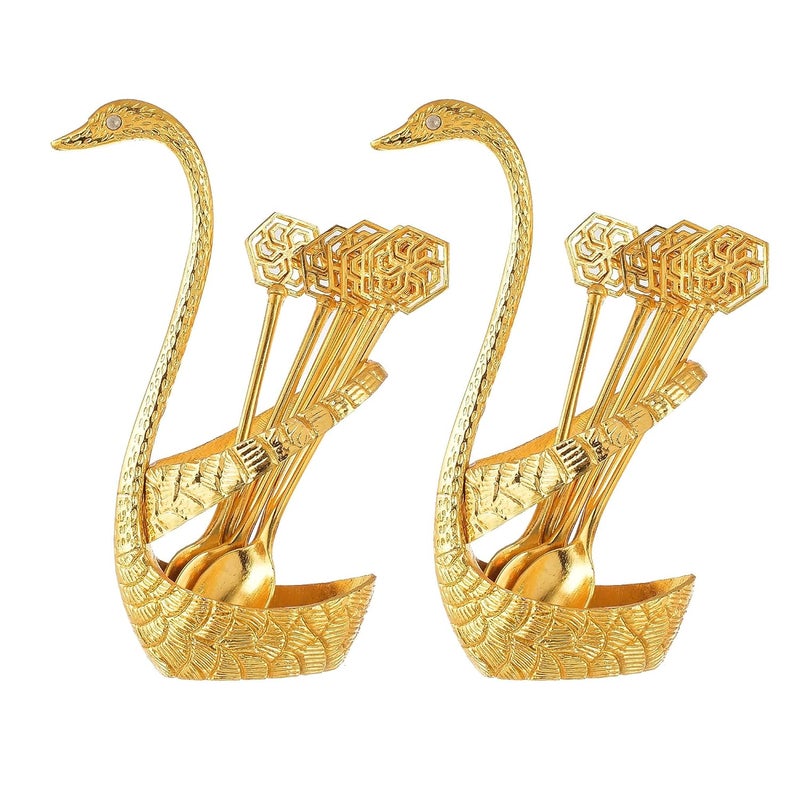 Great Art Metal Swan Duck Golden Spoon Stand for Dining Table 12 Pc Fork and Spoon Set with Stand Decorative Spoon Rest Showpiece Item for Dining Table Golden10 X 5 X 15 cm - Image 5