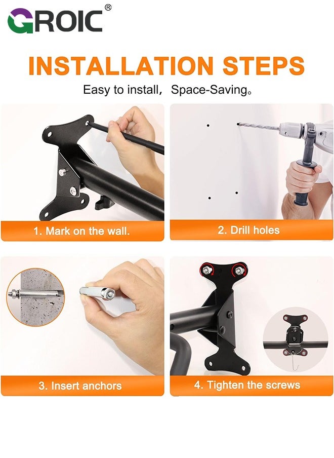 GROIC - Bike Wall Mount Hanger, Horizontal Bicycle Indoor Storage Rack, Cycling Wall Mounted Holder Hook, for Garage or Indoor Bike Suspension, Bike Hook for Mountain, Road, Hybrid Bikes - Image 1