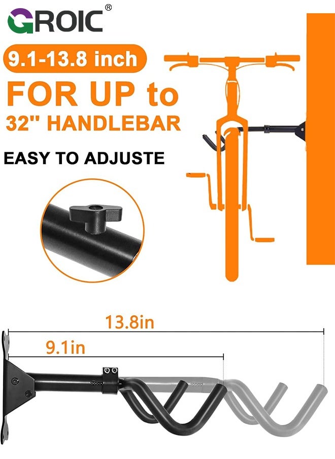 GROIC - Bike Wall Mount Hanger, Horizontal Bicycle Indoor Storage Rack, Cycling Wall Mounted Holder Hook, for Garage or Indoor Bike Suspension, Bike Hook for Mountain, Road, Hybrid Bikes - Image 1