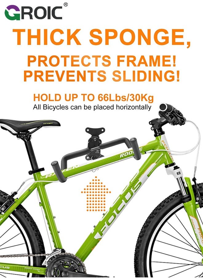GROIC - Bike Wall Mount Hanger, Horizontal Bicycle Indoor Storage Rack, Cycling Wall Mounted Holder Hook, for Garage or Indoor Bike Suspension, Bike Hook for Mountain, Road, Hybrid Bikes - Image 1