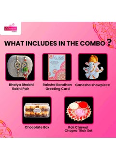 Saugat Traders Saugat Traders Bhaiya Bhabhi Rakhi with Chocolate Gift - Designer Rakhi for Brother - Lumba Raki for Bhabhi - Greeting Card - Ganesha Showpiece Gift  - Image 2