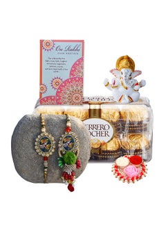 Saugat Traders Saugat Traders Bhaiya Bhabhi Rakhi with Chocolate Gift - Designer Rakhi for Brother - Lumba Raki for Bhabhi - Greeting Card - Ganesha Showpiece Gift  - Image 1