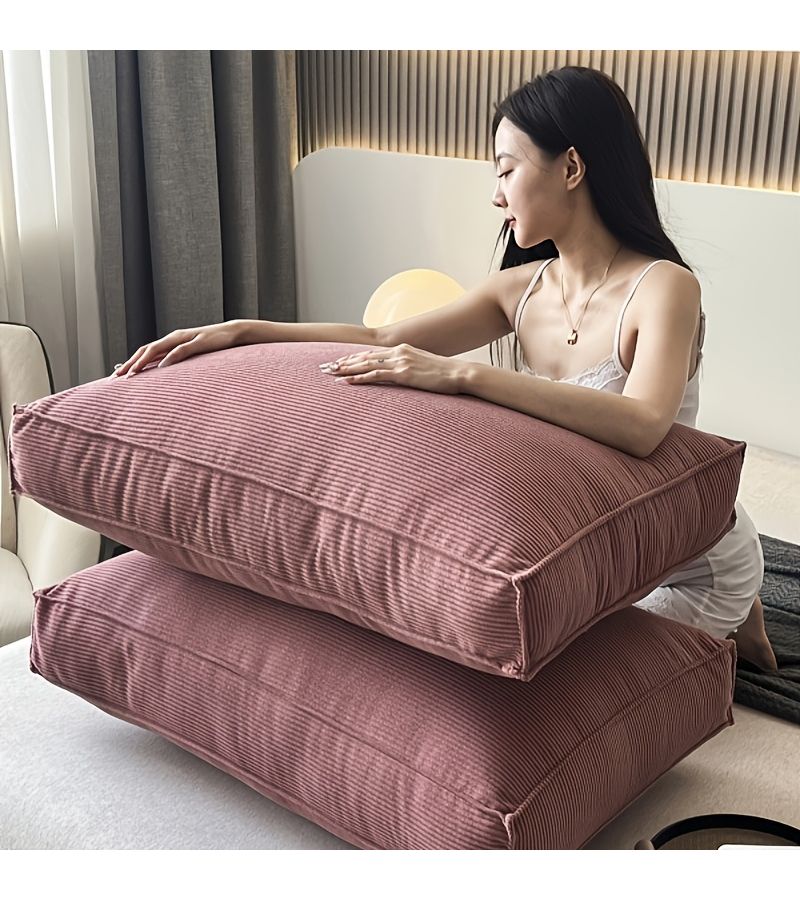1pc Solid Color Corduroy Removable Washable Backrest Cushion Tatami Mat Bedroom Decorative Throw Pillow Anlan Light Gray 27 56inch by 21 65inch - Image 2