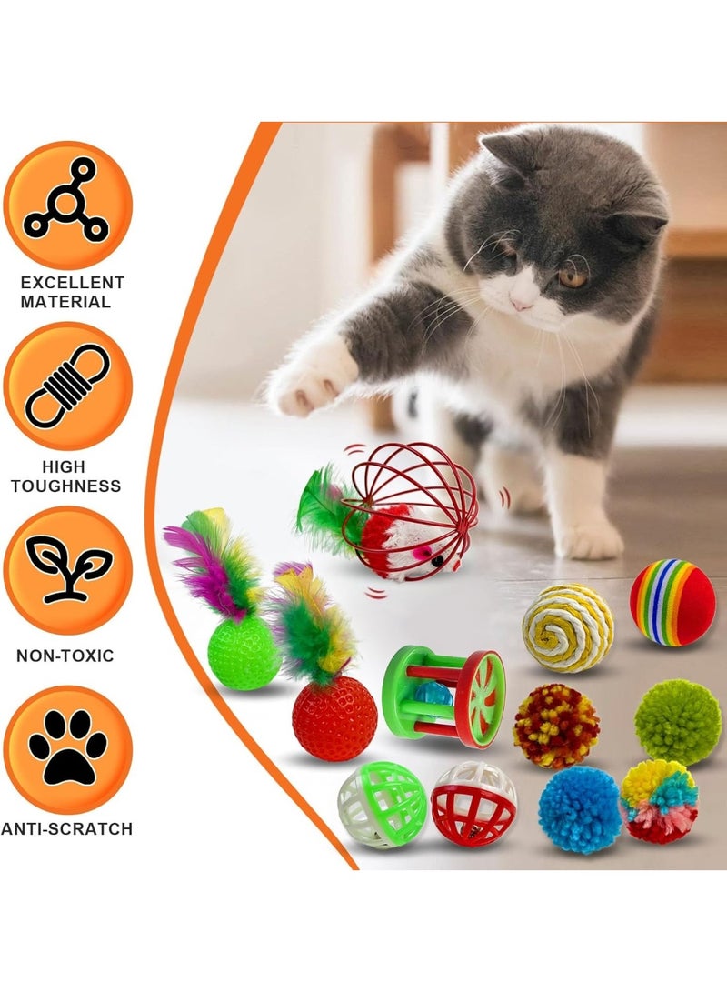 إيروريكس مجموعة ألعاب القطط التفاعلية المكونة من 30 قطعة مع نفق وكرات ملونة ونوابض وأعشاب النعناع البري وريش السمك وعصا للعب والتمرين الداخلي ومتعة الصيد - Image 2