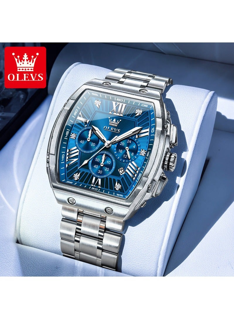 أوليفز OLEVS الساعات مربع للرجال كرونوغراف الموضة الأعمال ساعة مضيئة للماء الساعات المعصم العادية - Image 1