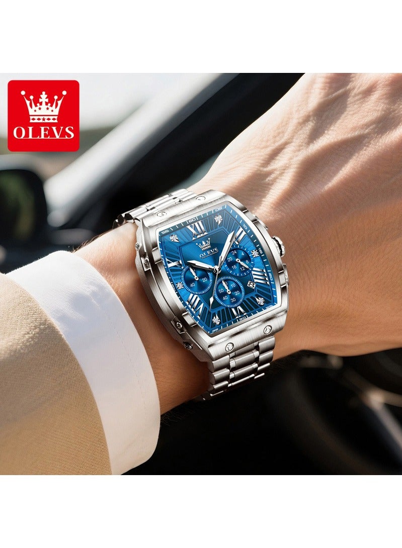 أوليفز OLEVS الساعات مربع للرجال كرونوغراف الموضة الأعمال ساعة مضيئة للماء الساعات المعصم العادية - Image 2