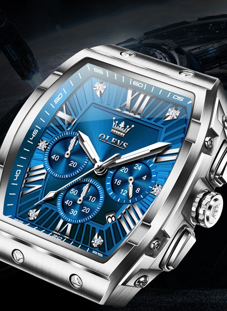 أوليفز OLEVS الساعات مربع للرجال كرونوغراف الموضة الأعمال ساعة مضيئة للماء الساعات المعصم العادية - Image 3