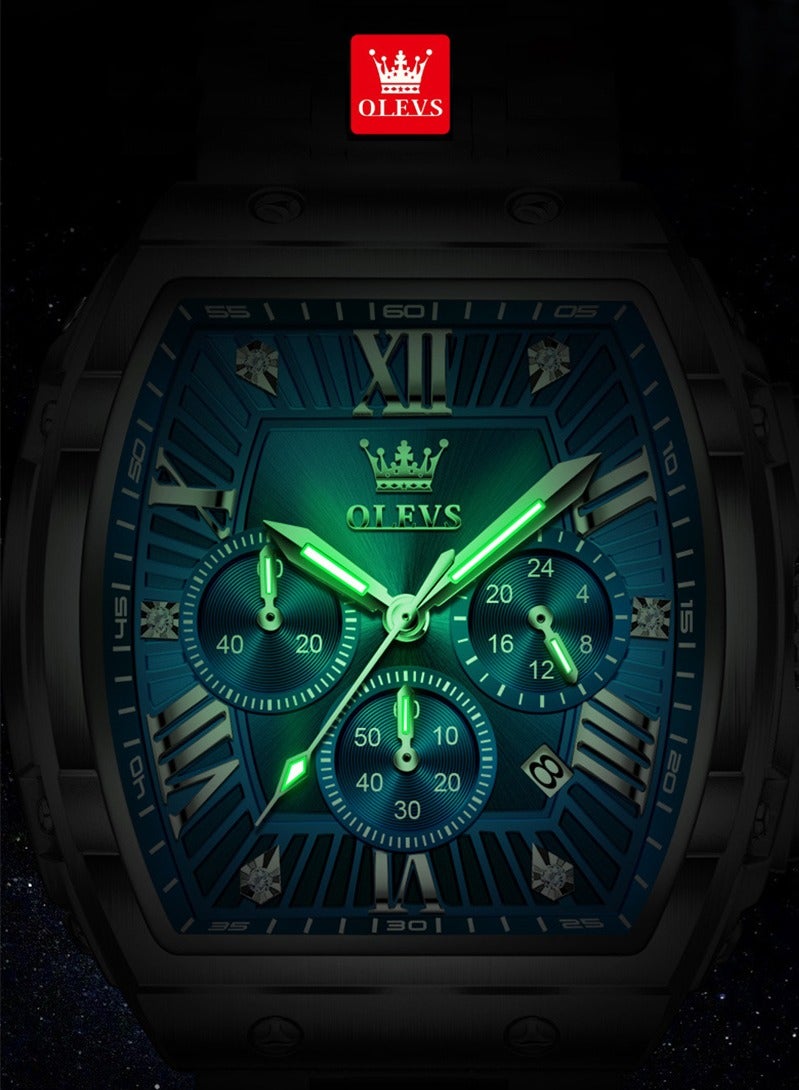 أوليفز OLEVS الساعات مربع للرجال كرونوغراف الموضة الأعمال ساعة مضيئة للماء الساعات المعصم العادية - Image 4