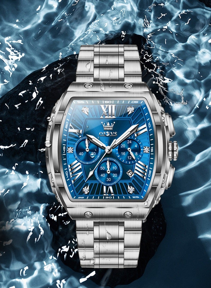 أوليفز OLEVS الساعات مربع للرجال كرونوغراف الموضة الأعمال ساعة مضيئة للماء الساعات المعصم العادية - Image 5